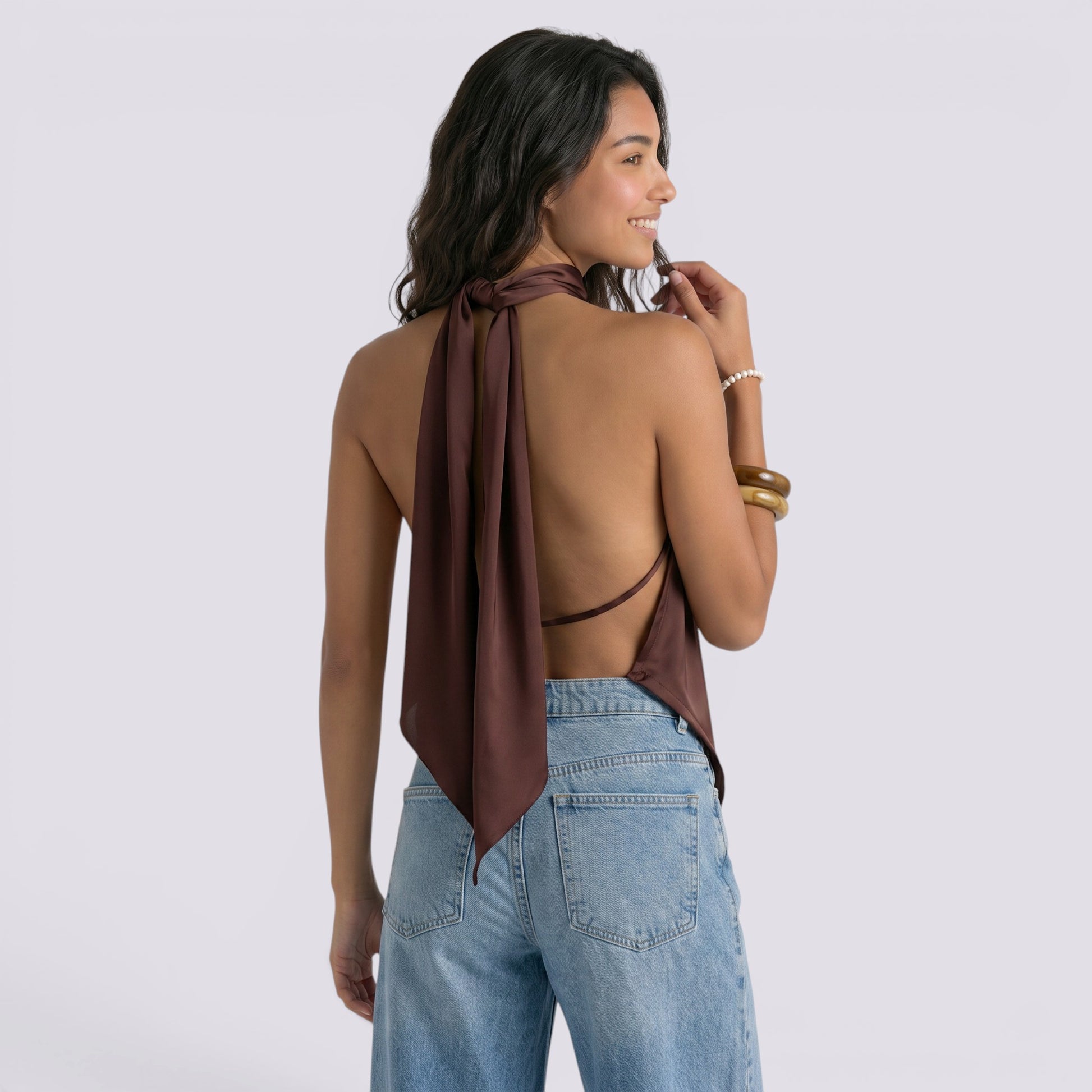 Top Halter Mujer Elegante Espalda Descubierta