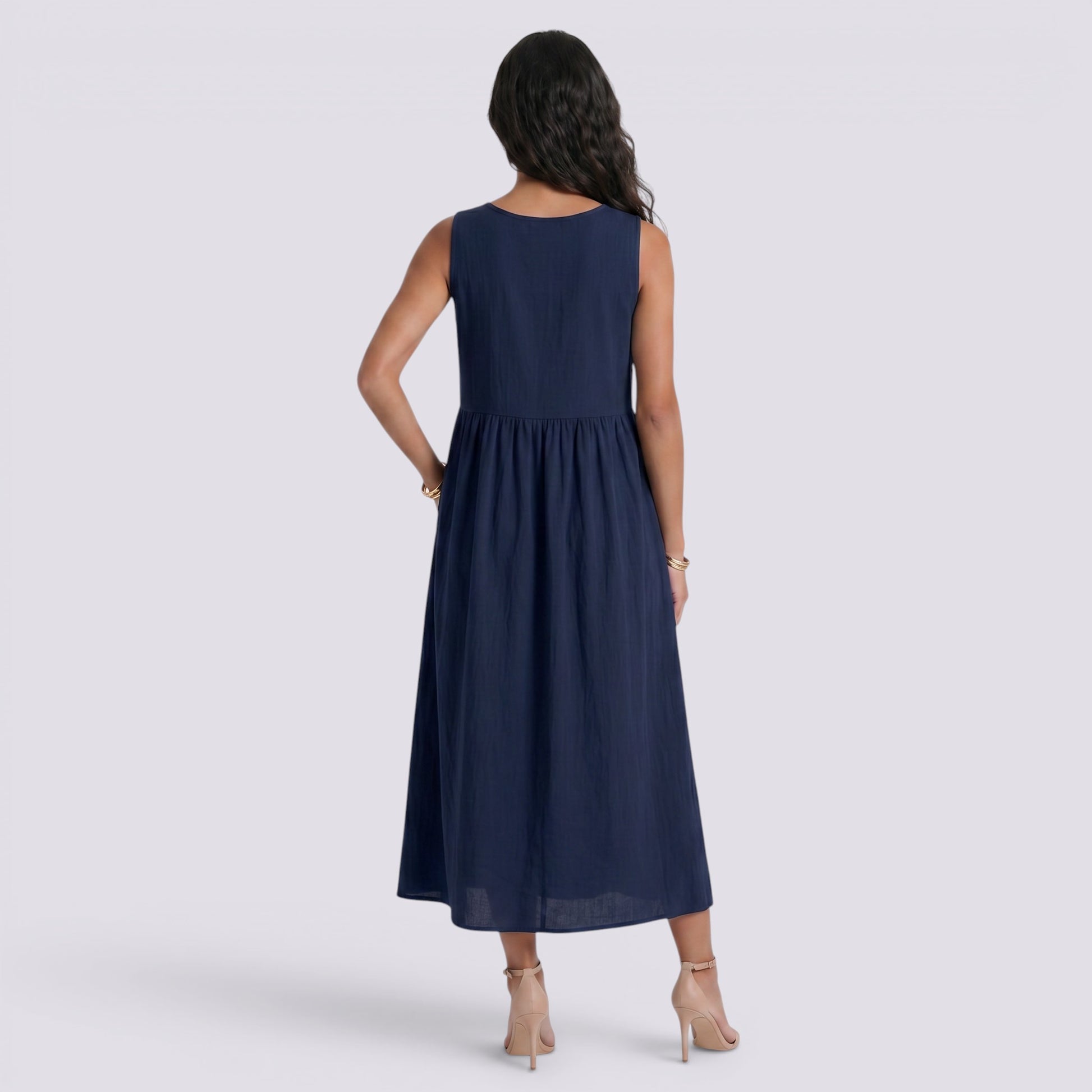 Vestido Midi Mujer Casual con Bolsillos