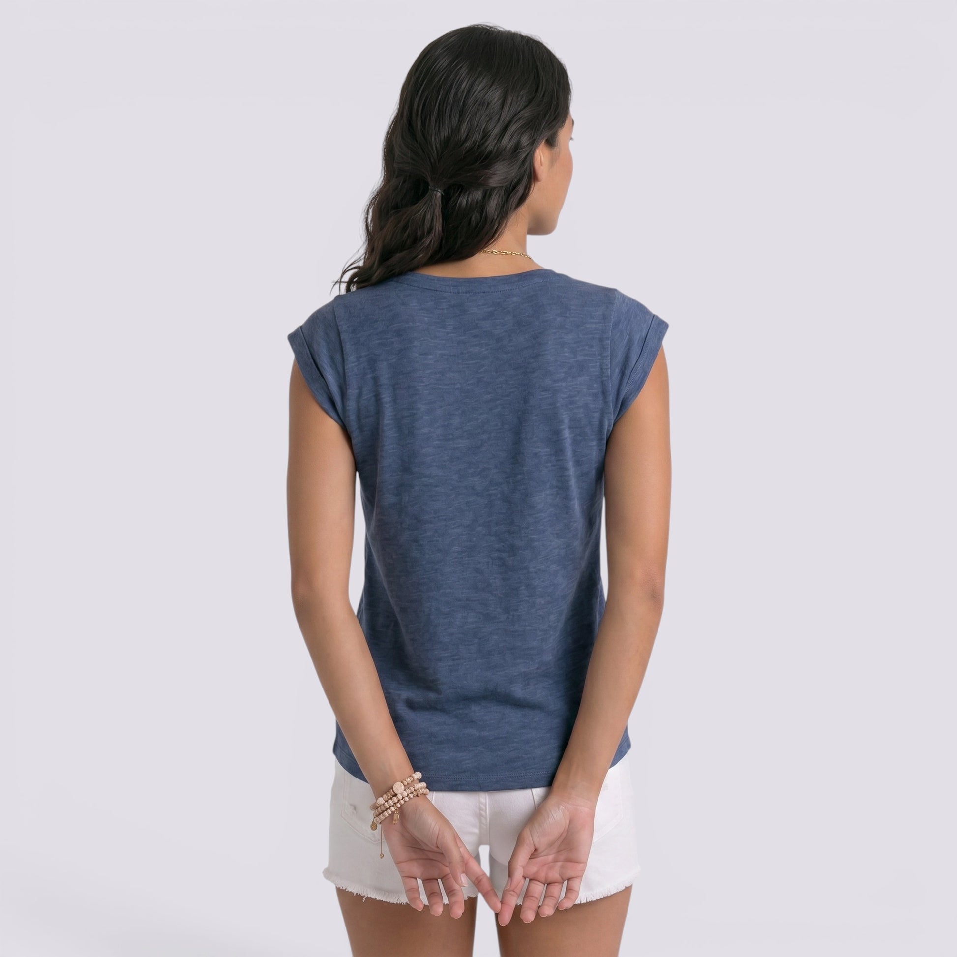 Camiseta Mujer Cuello Pico Lisa