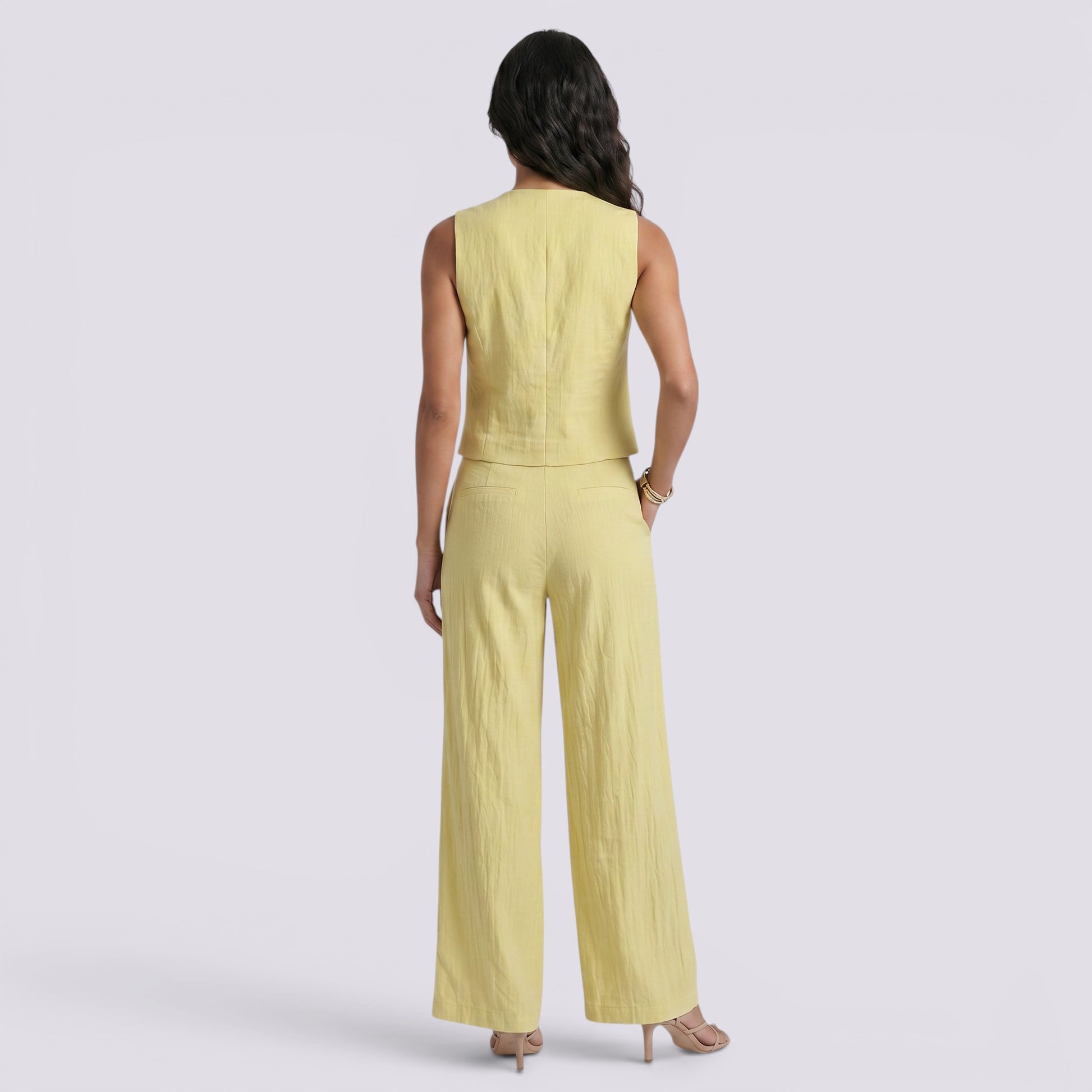 Conjunto Chaleco Lino Mujer Elegante