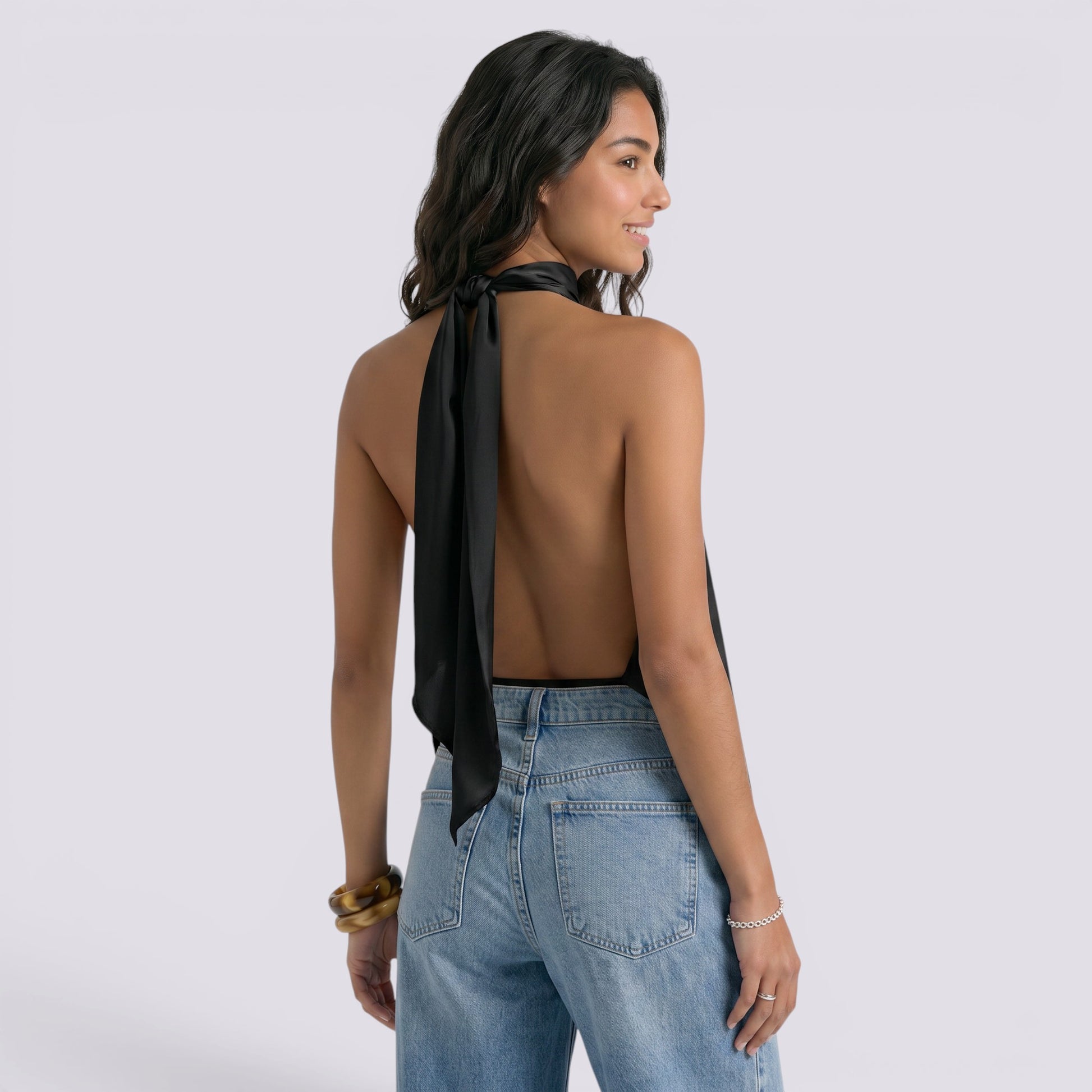Top Halter Mujer Elegante Espalda Descubierta