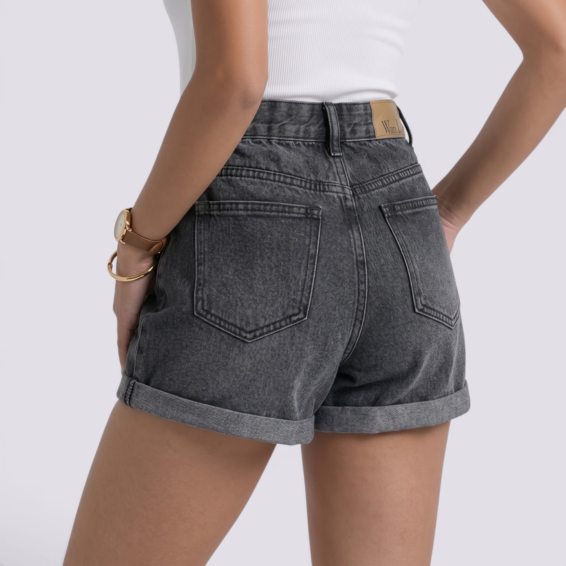 Shorts Vaqueros Mujer Tiro Alto