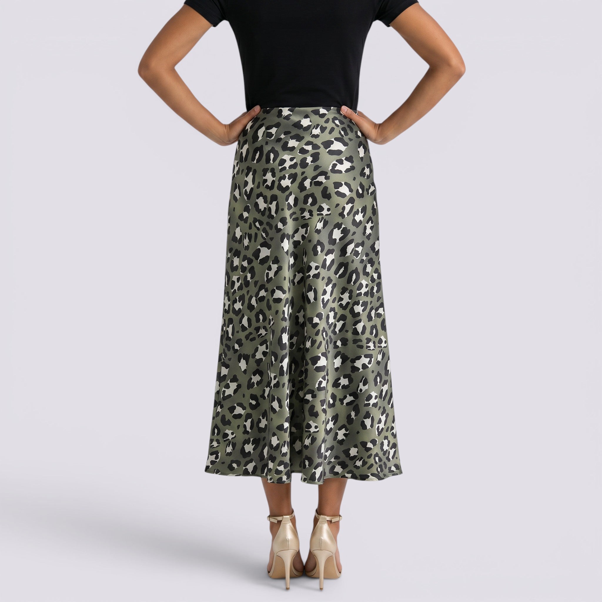 Falda Midi Leopardo Mujer Verano Elegante
