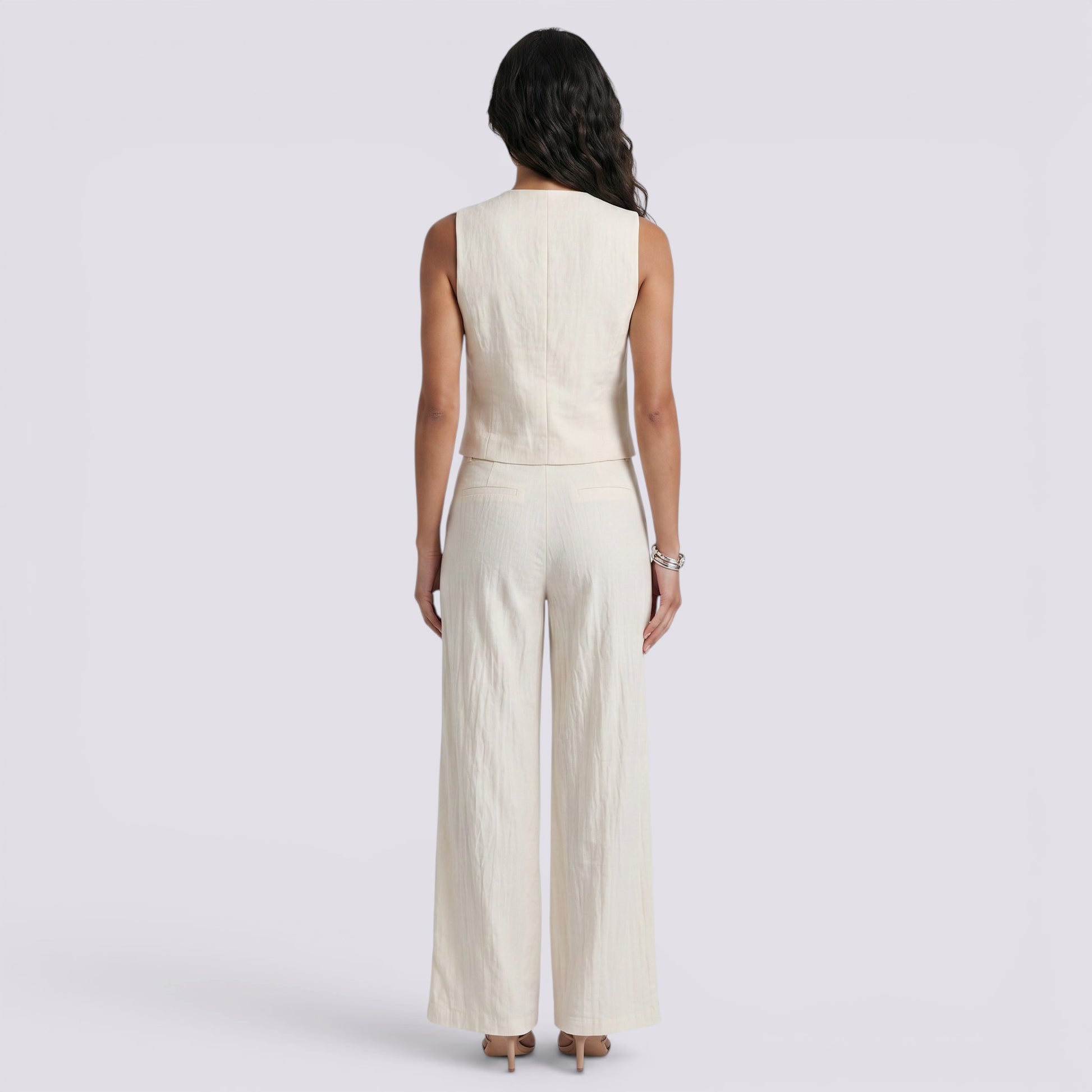 Conjunto Chaleco Lino Mujer Elegante