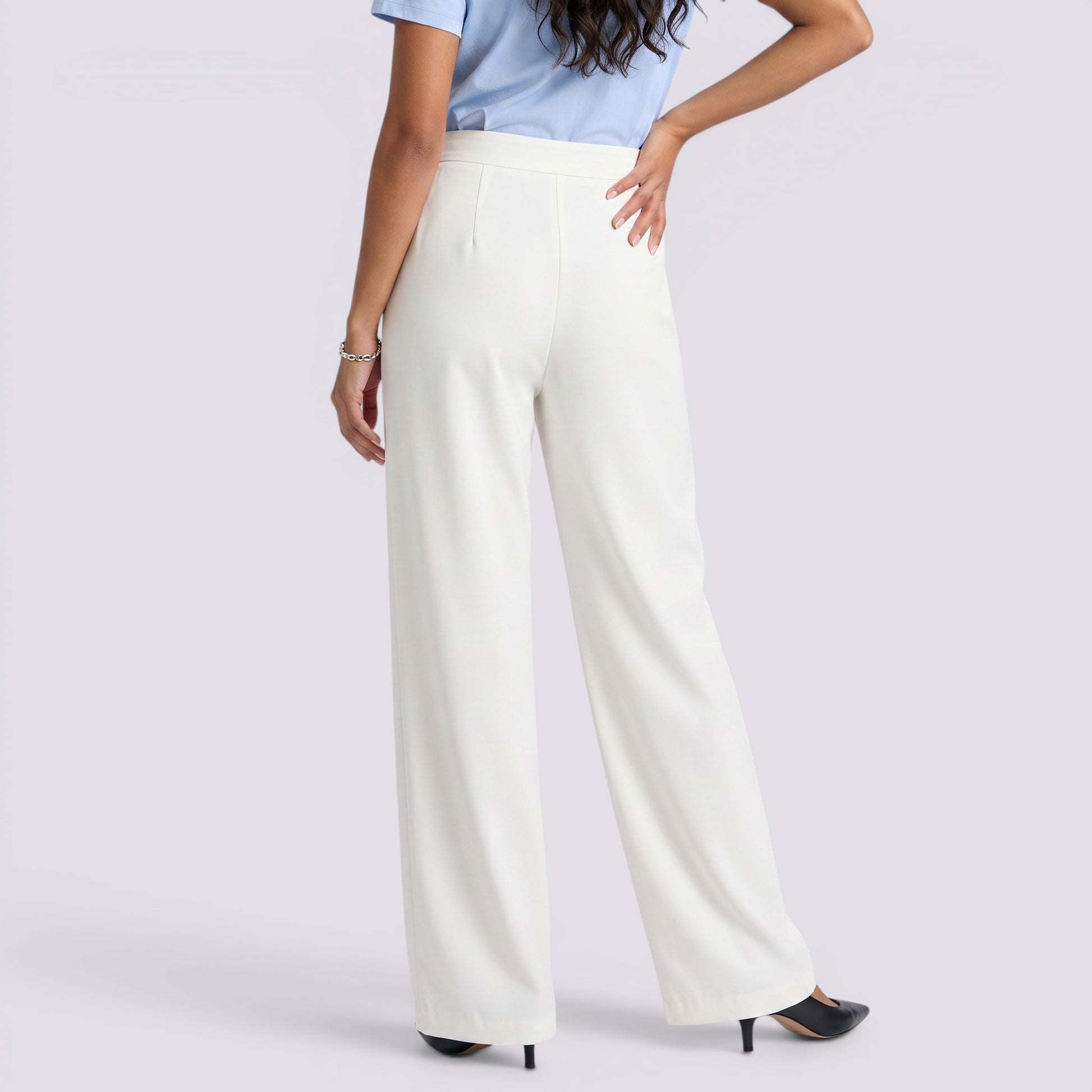 Pantalón Satinado Mujer Tiro Alto Elegante