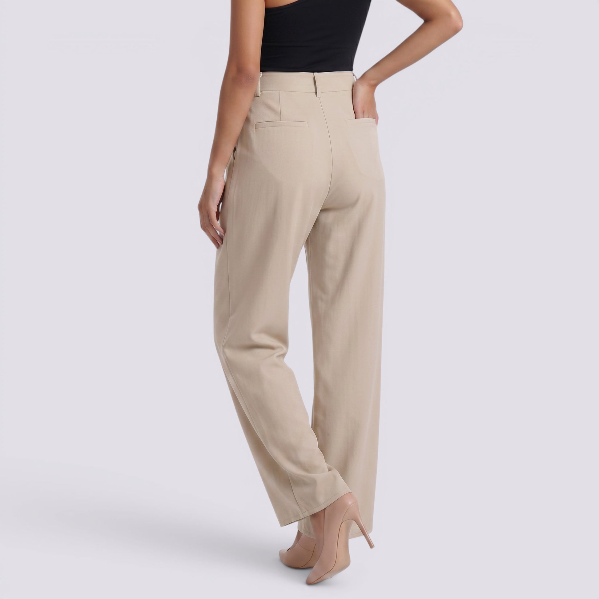 Pantalones Anchos Mujer Tiro Alto Elegantes