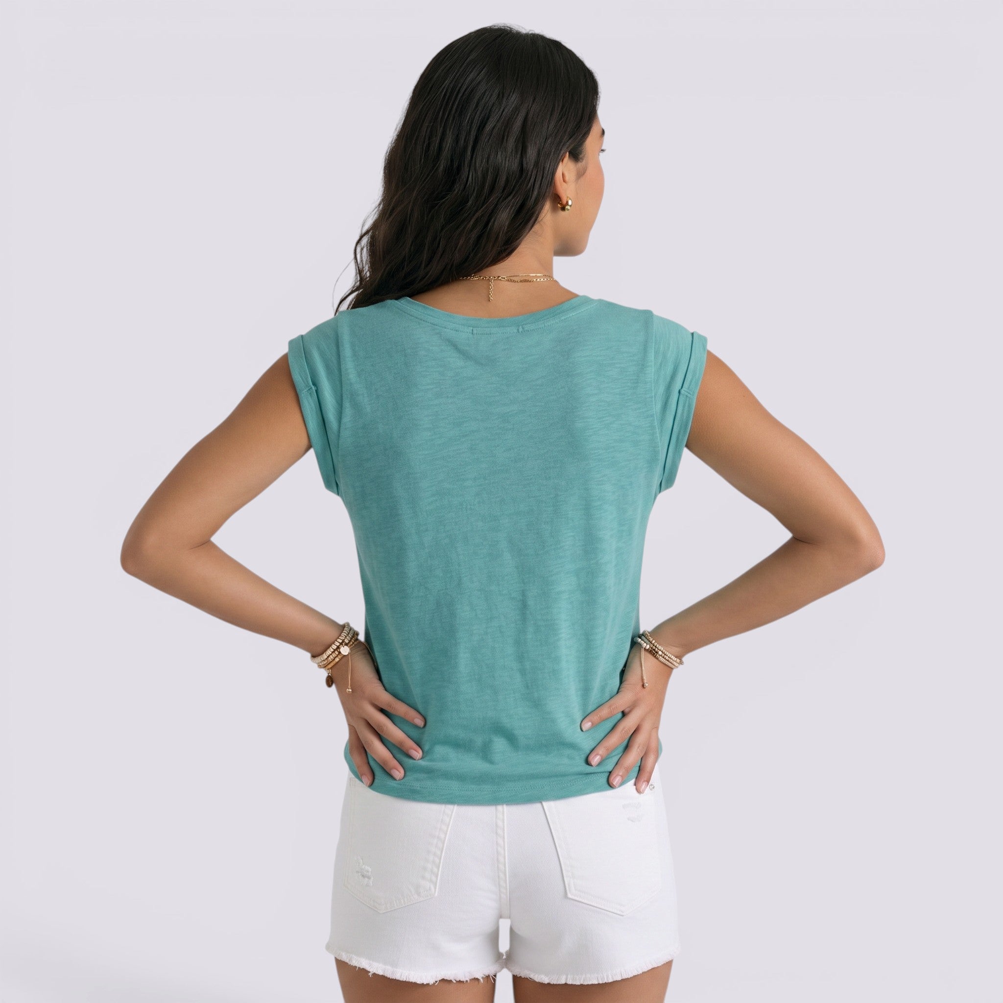 Camiseta Mujer Cuello Pico Lisa