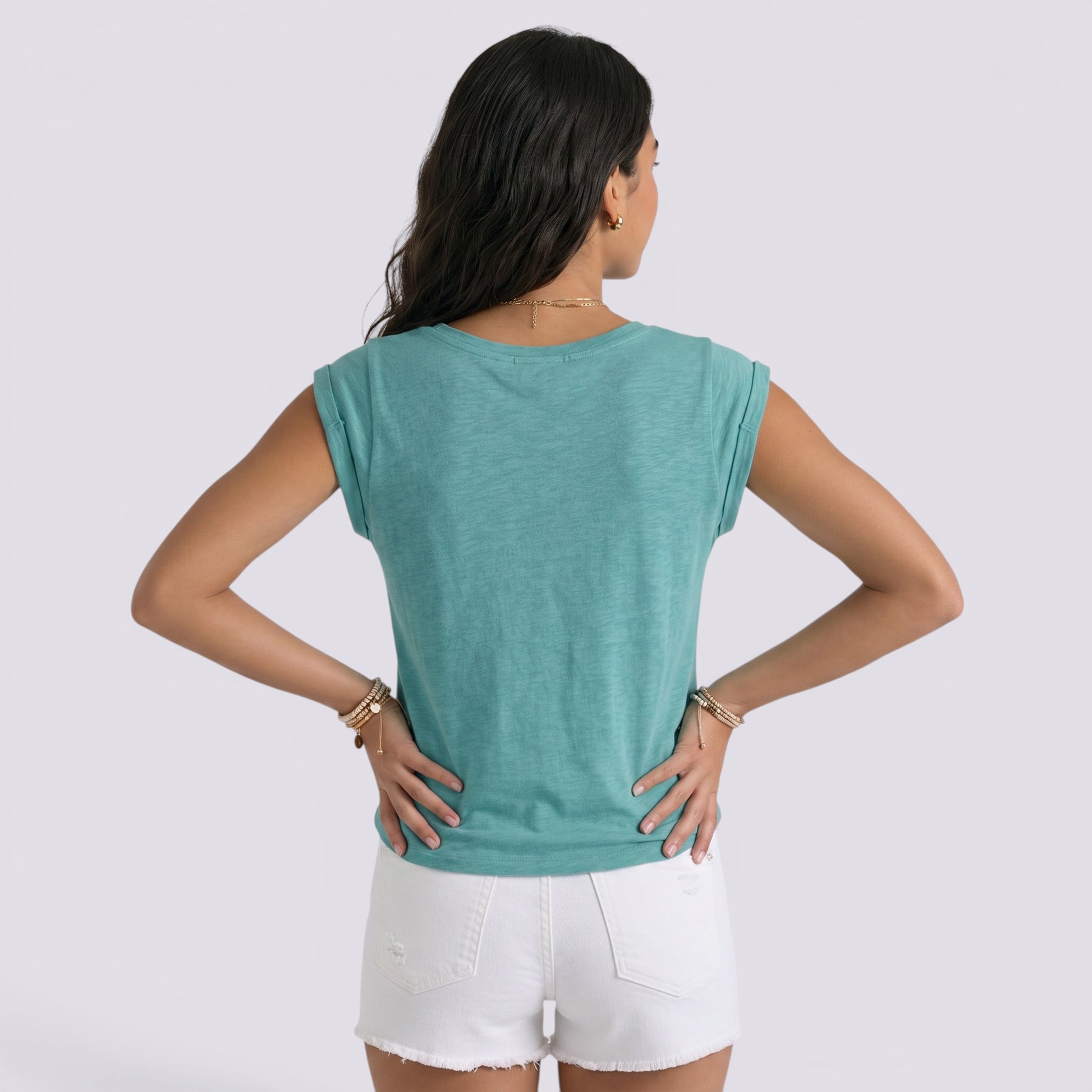 Camiseta Mujer Cuello Pico Lisa