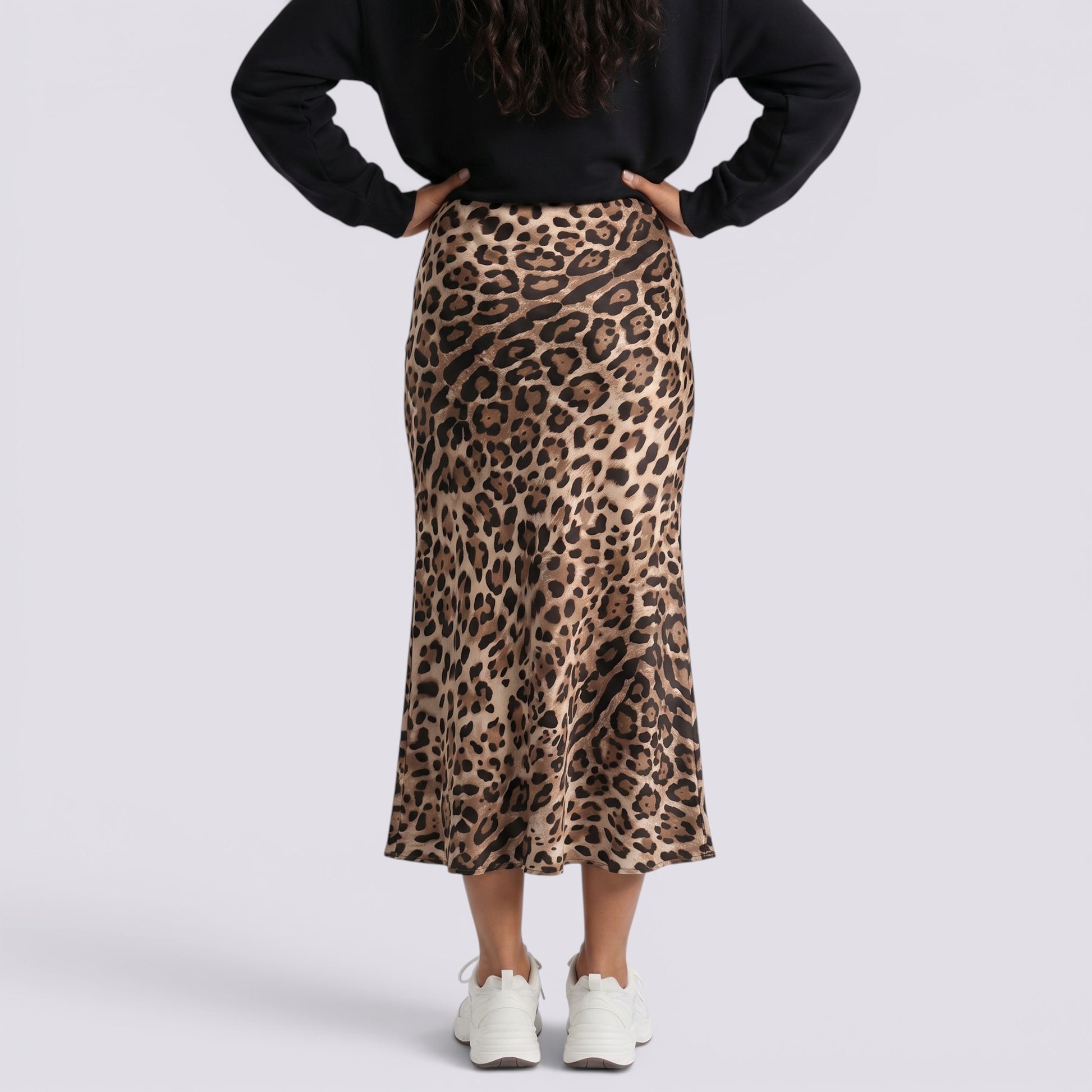 Falda Midi Leopardo Mujer Verano Elegante