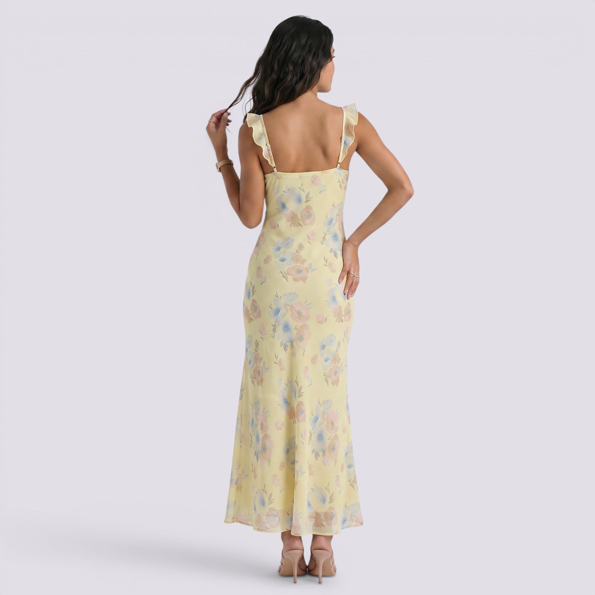 Vestido Largo Floral Mujer Verano Espalda Descubierta