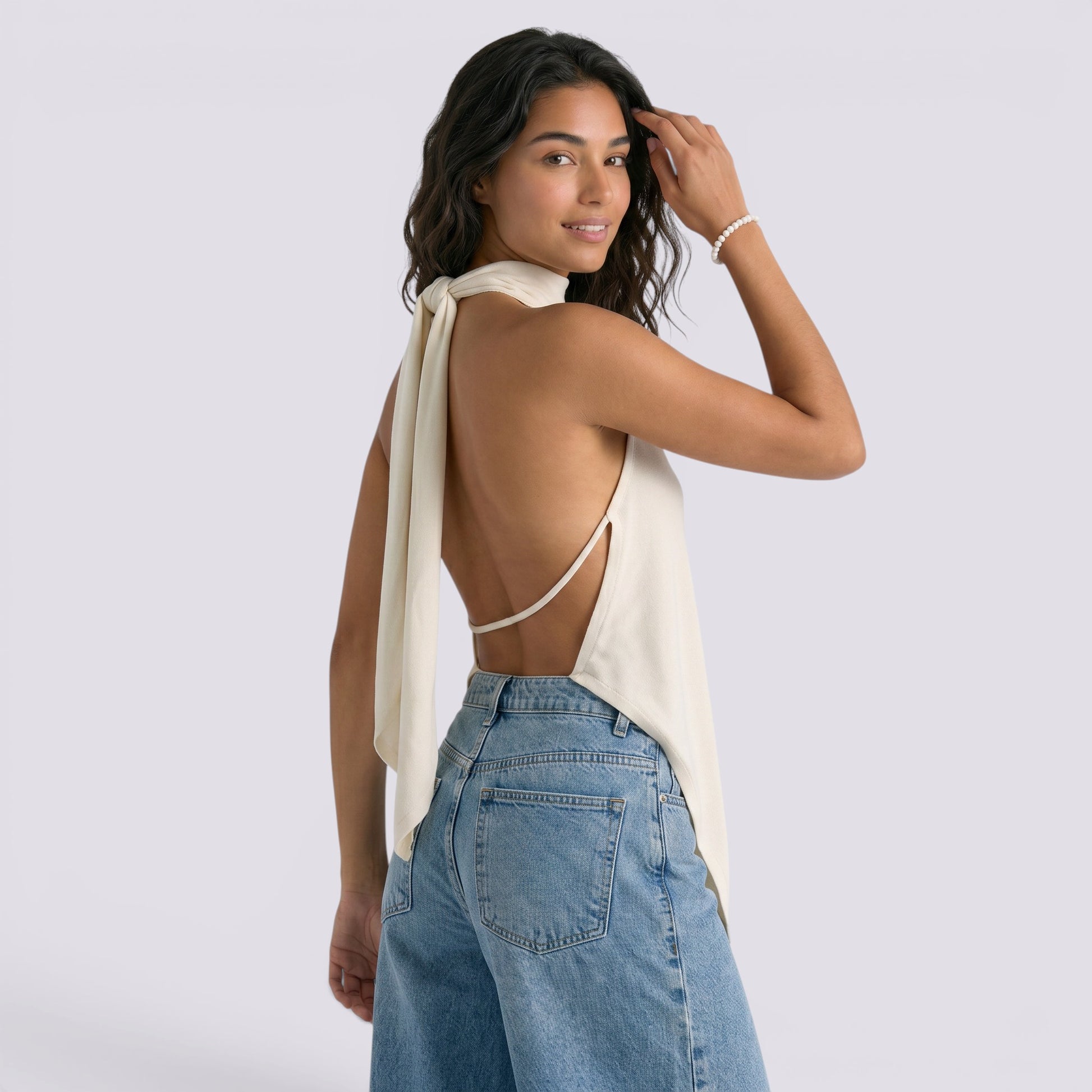 Top Halter Mujer Elegante Espalda Descubierta