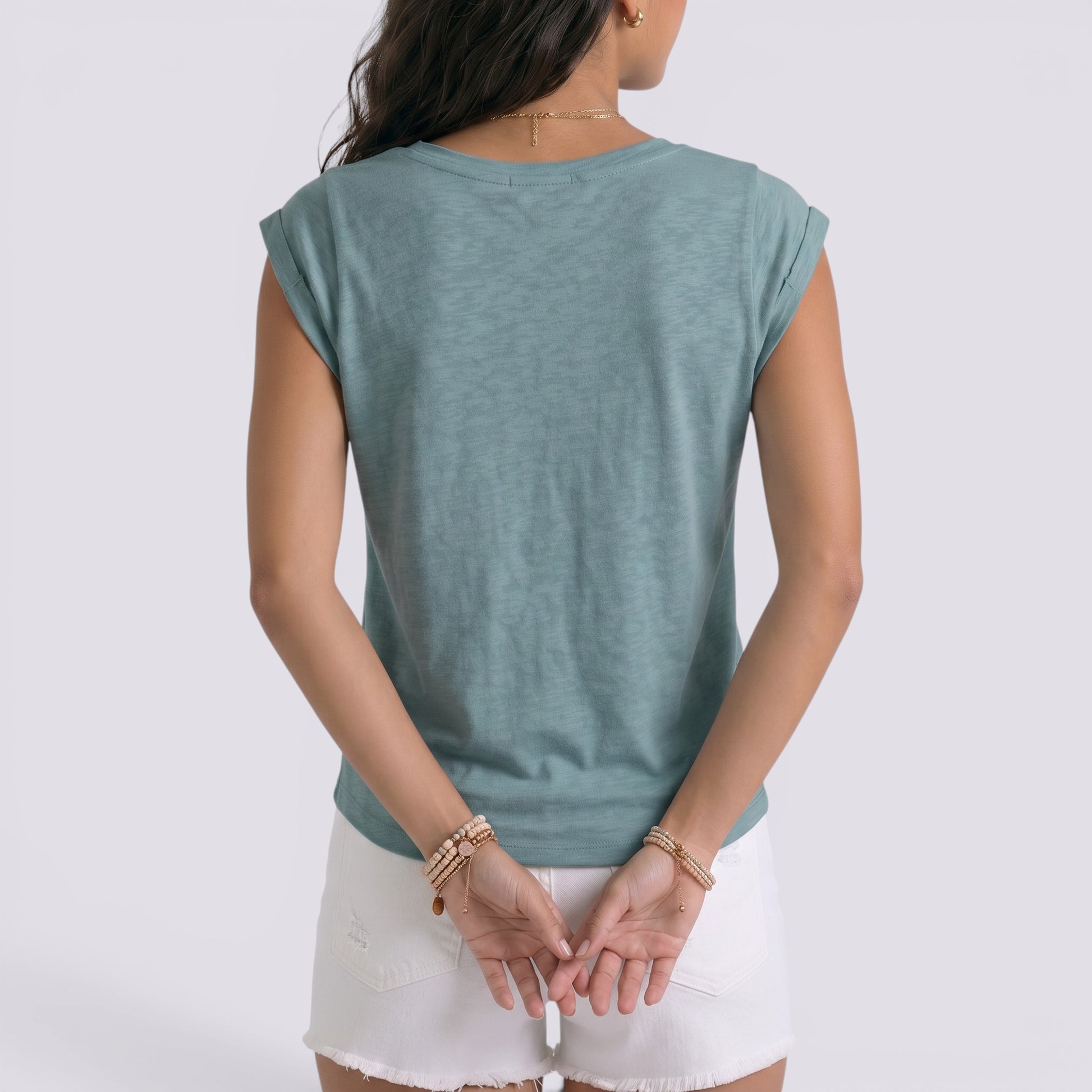 Camiseta Mujer Cuello Pico Lisa