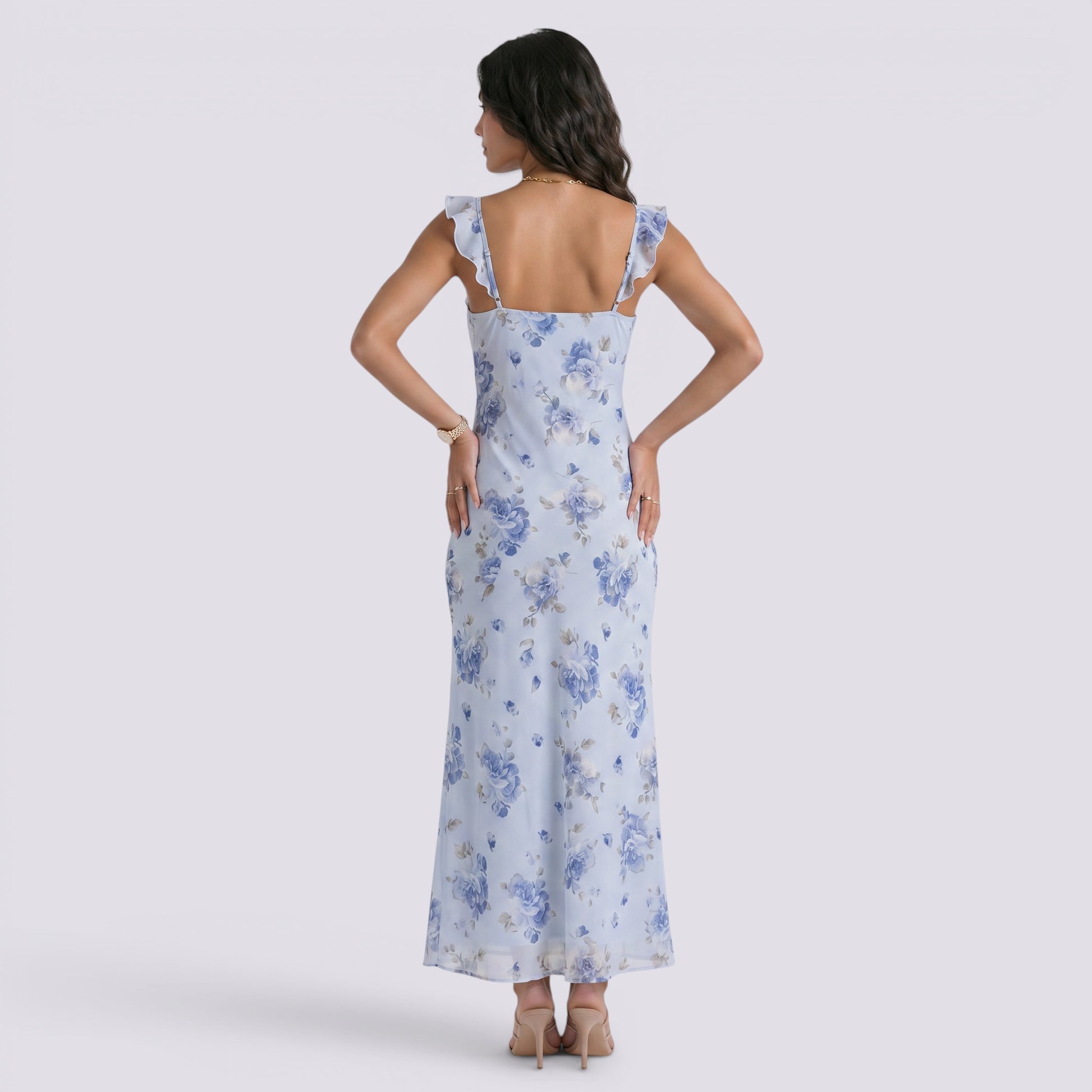 Vestido Largo Floral Mujer Verano Espalda Descubierta