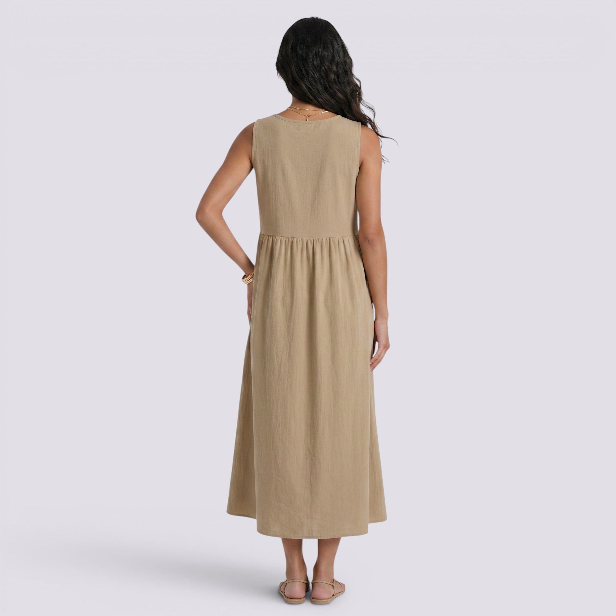 Vestido Midi Mujer Casual con Bolsillos