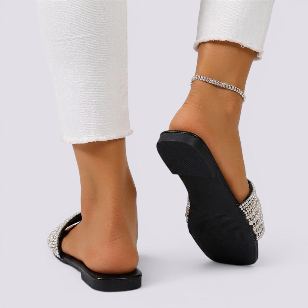 Sandalias Planas Mujer con Strass