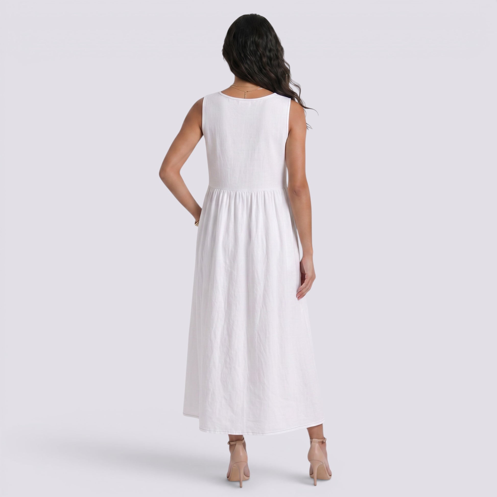 Vestido Midi Mujer Casual con Bolsillos