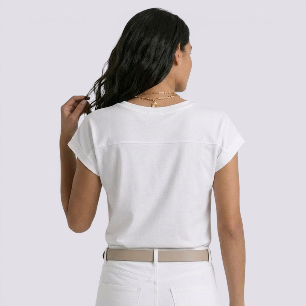 Camiseta Mujer Cuello V Blanca