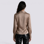 Blusa Mujer Cuello Solapa Manga Larga - Caqui Back