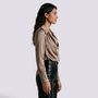Blusa Mujer Cuello Solapa Manga Larga - Caqui Side