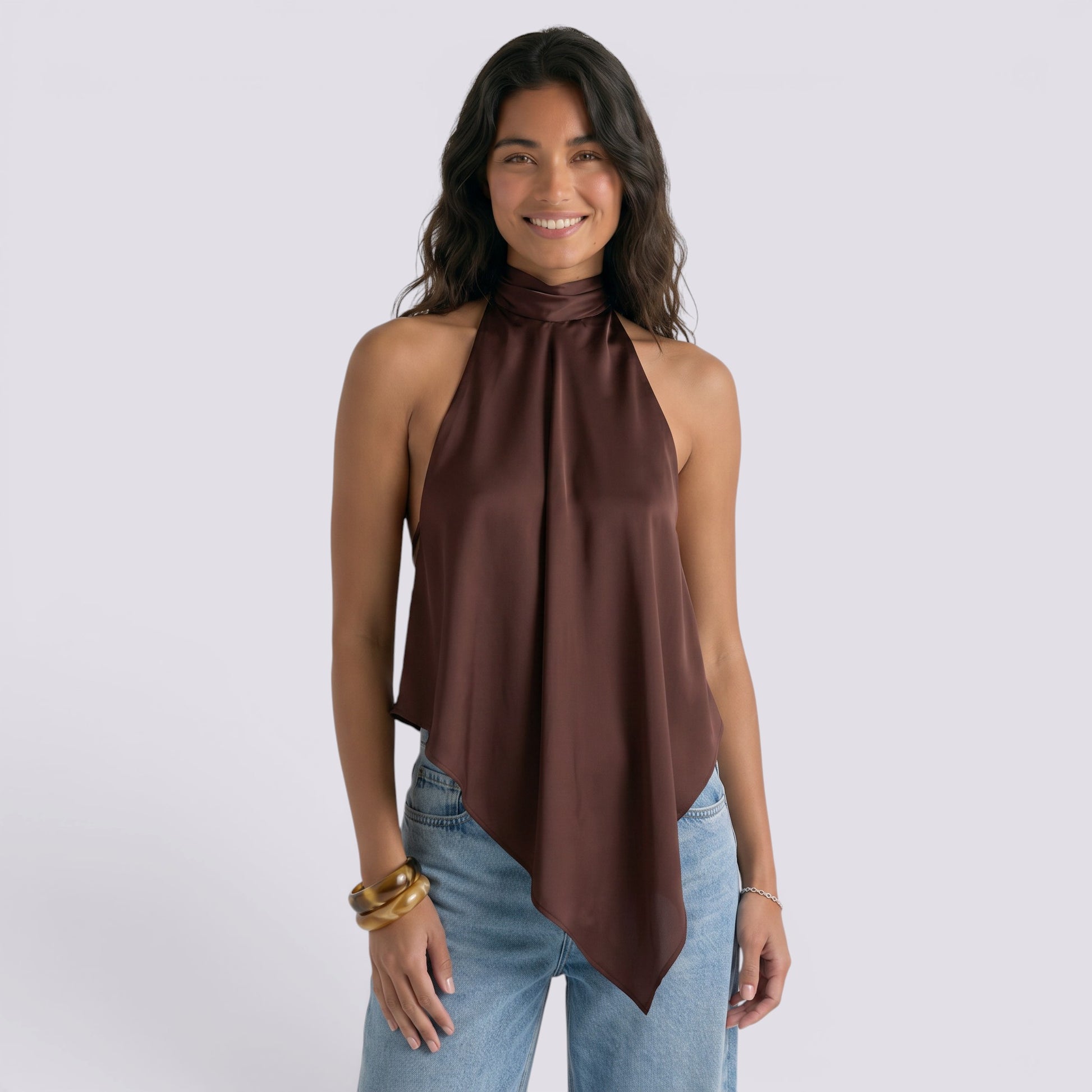 Top Halter Mujer Elegante Espalda Descubierta