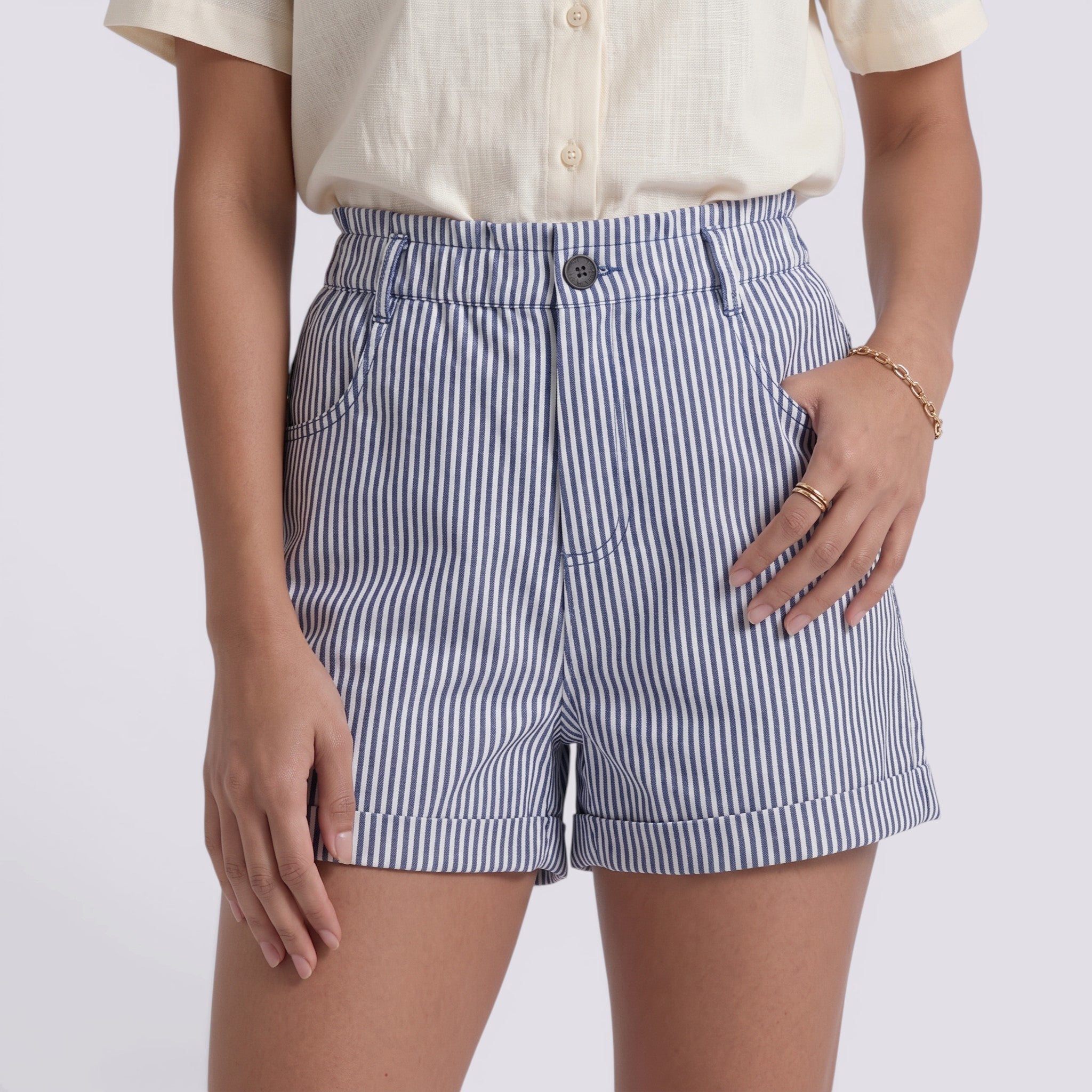 Pantalones Mujer Cortos a Rayas