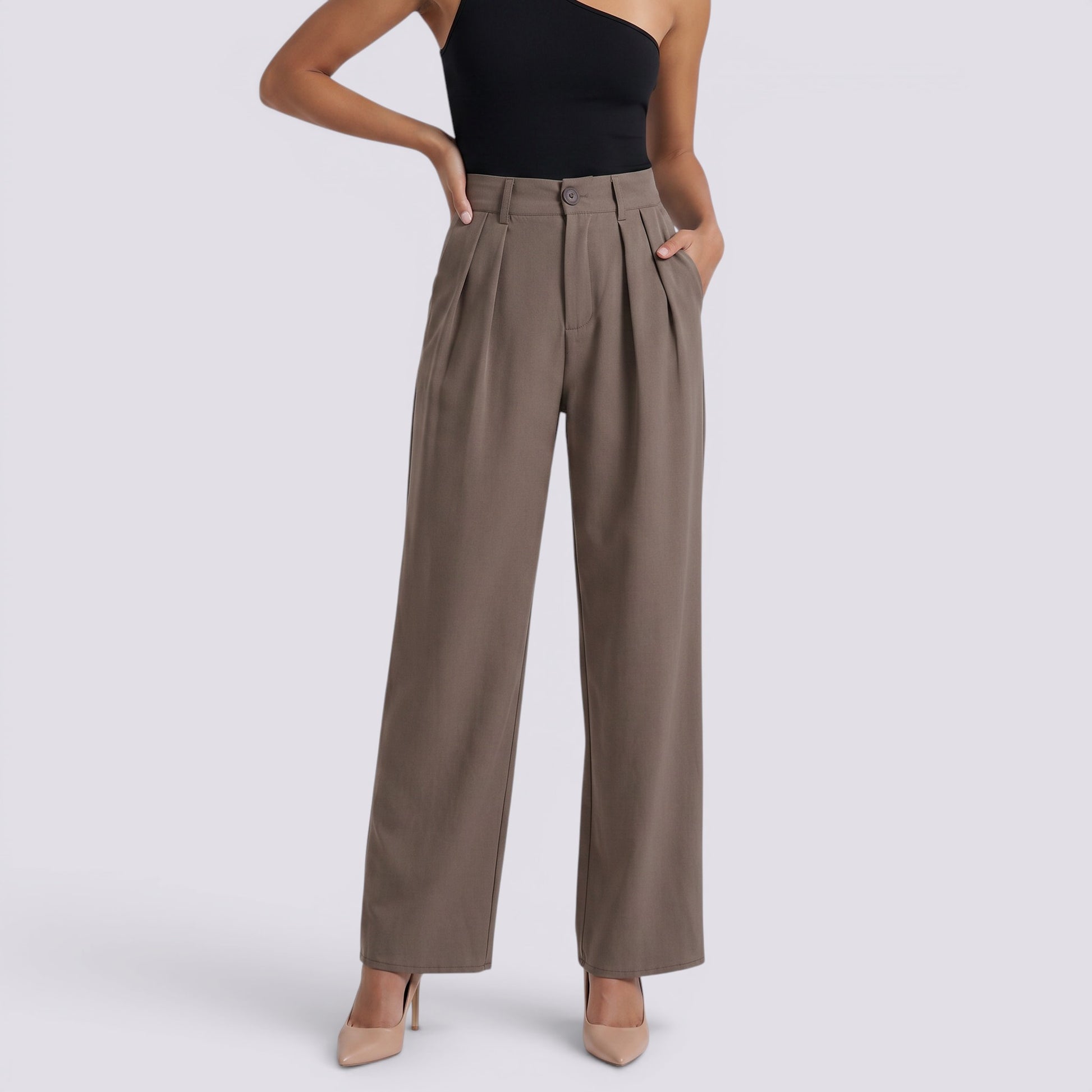 Pantalones Anchos Mujer Tiro Alto Elegantes
