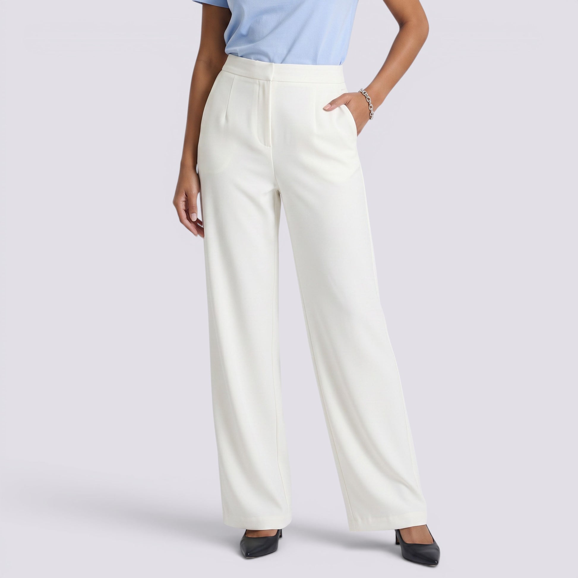 Pantalón Satinado Mujer Tiro Alto Elegante
