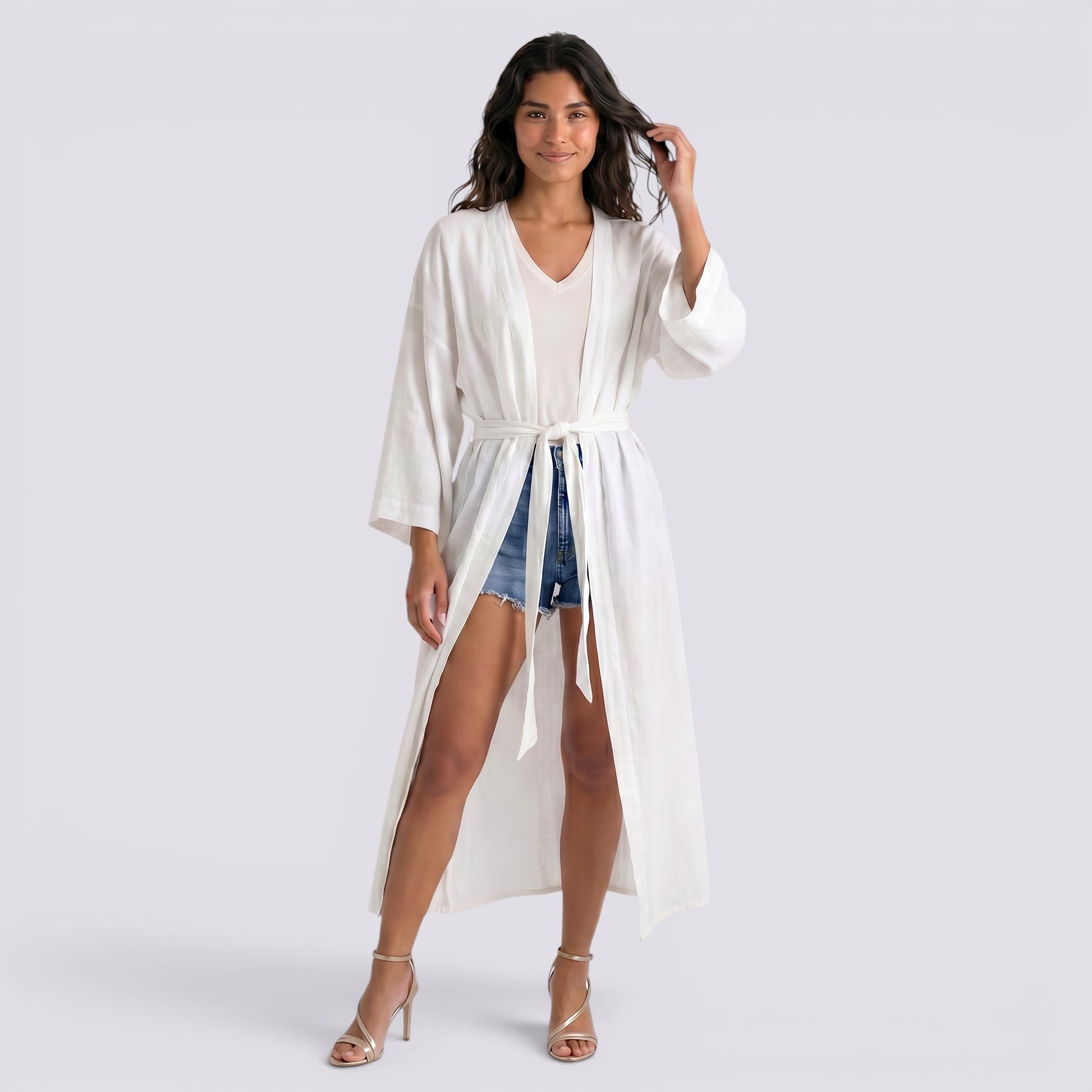 Kimono Playero Mujer con Cinturón