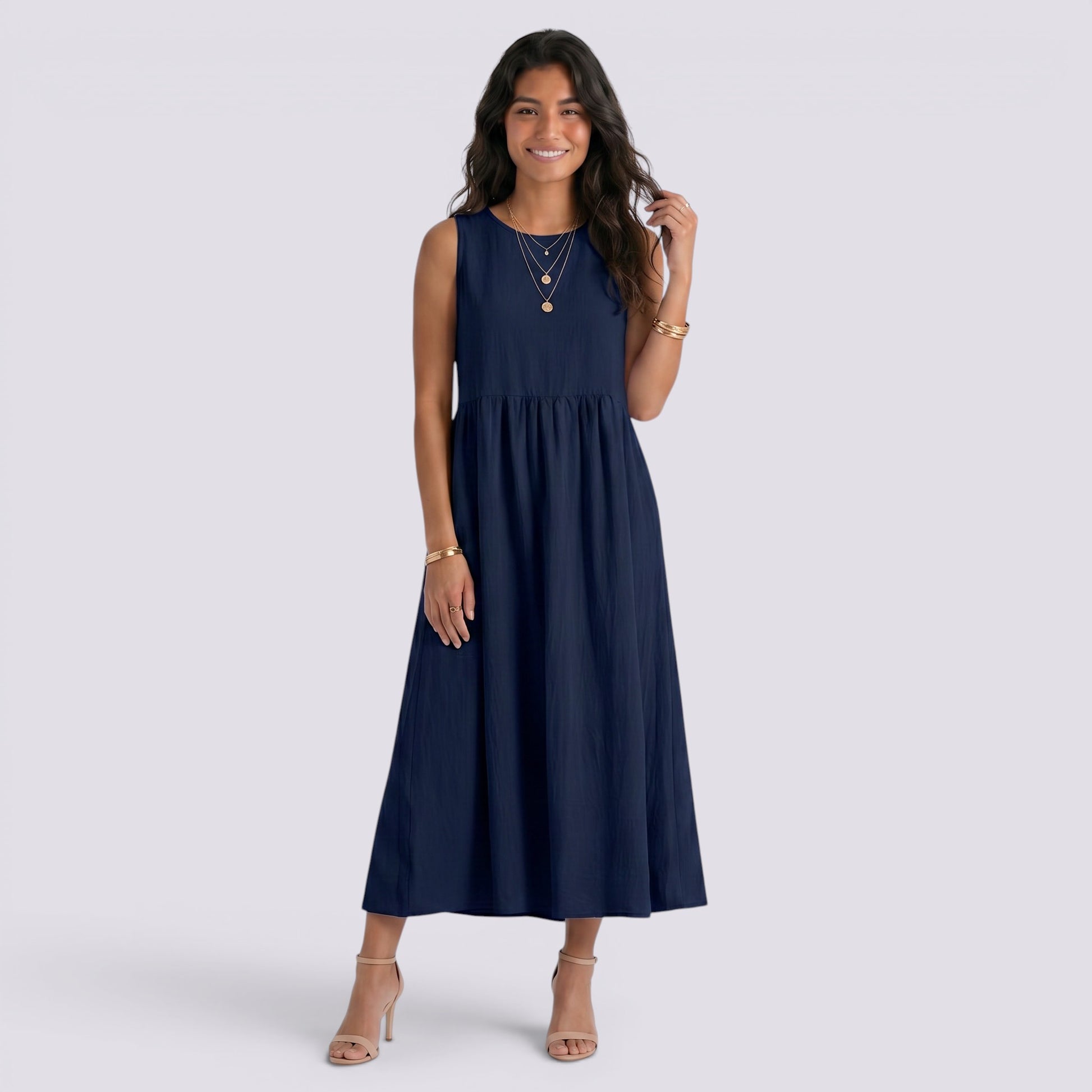 Vestido Midi Mujer Casual con Bolsillos