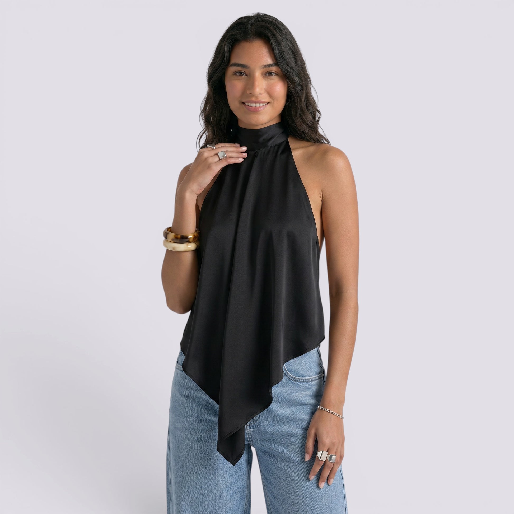 Top Halter Mujer Elegante Espalda Descubierta