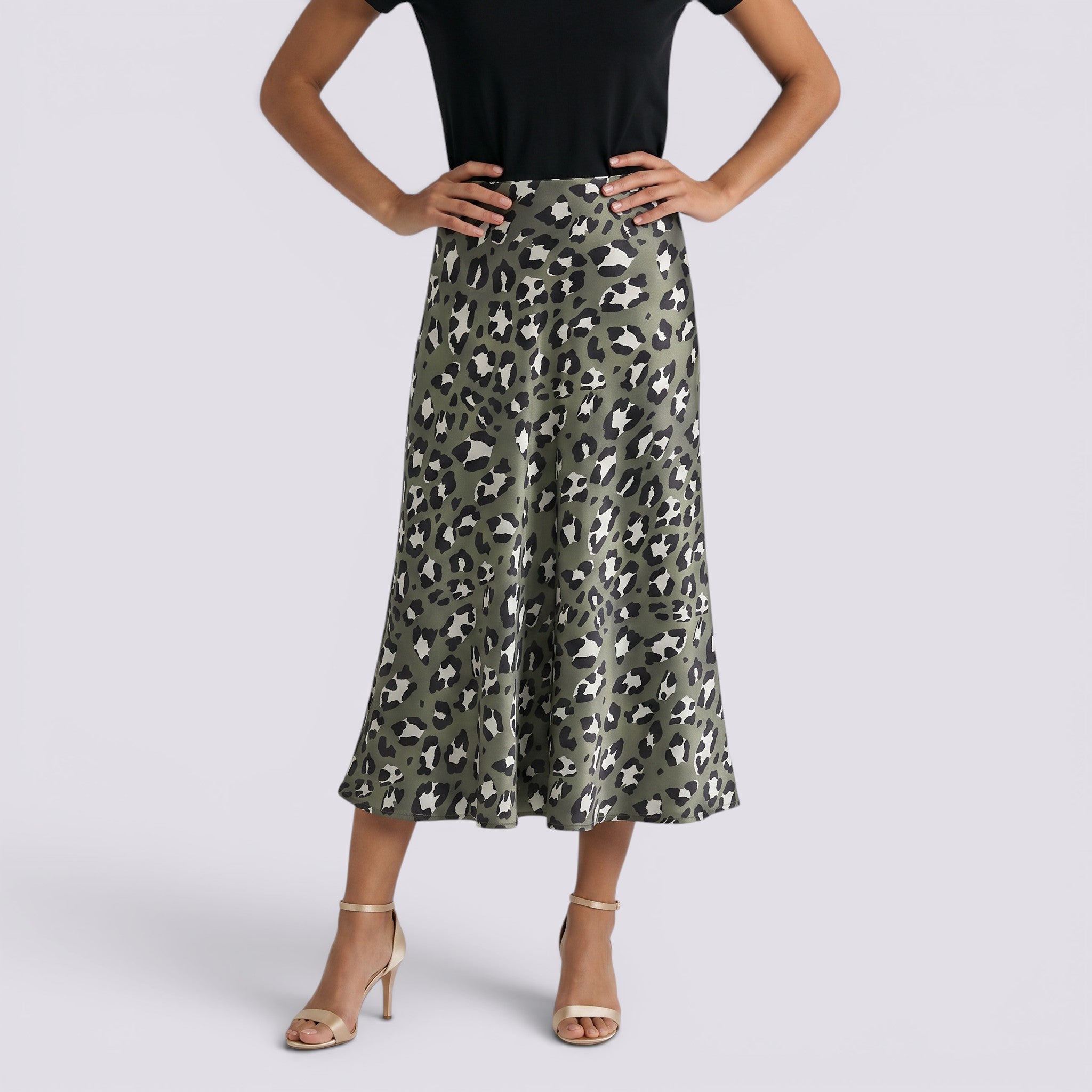 Falda Midi Leopardo Mujer Verano Elegante