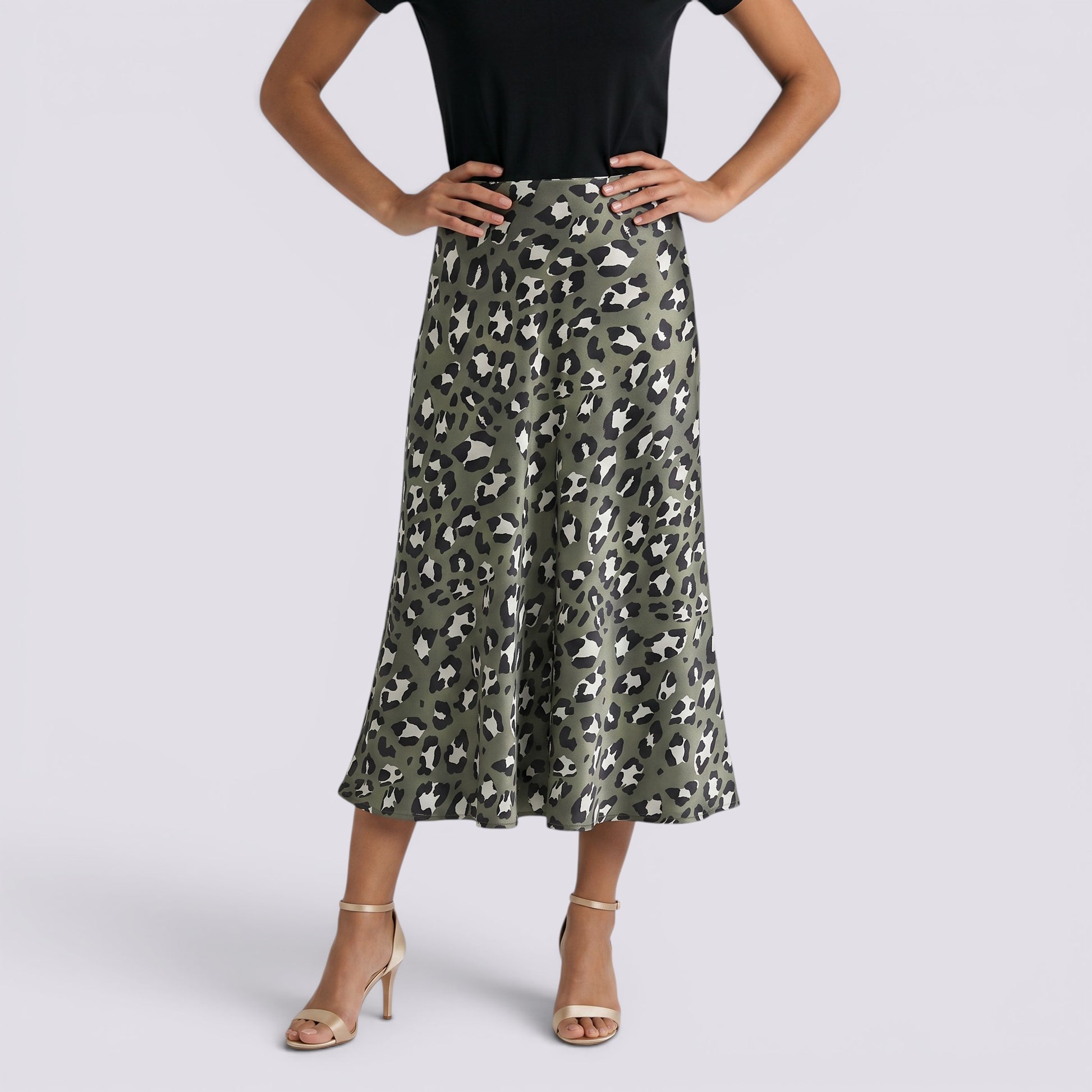 Falda Midi Leopardo Mujer Verano Elegante