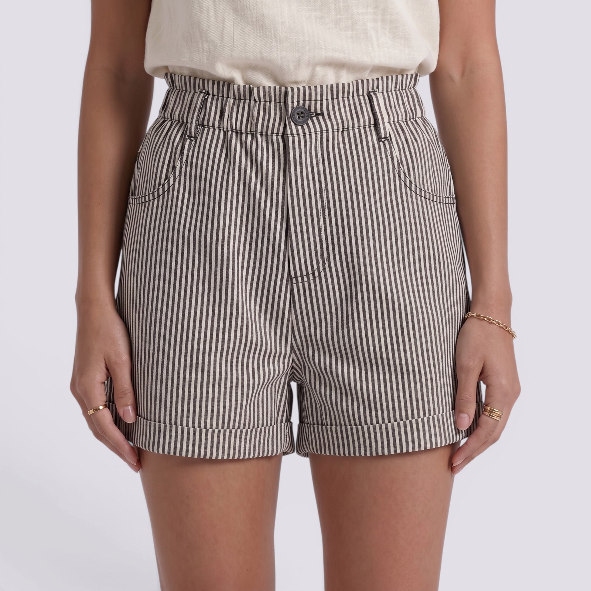 Pantalones Mujer Cortos a Rayas