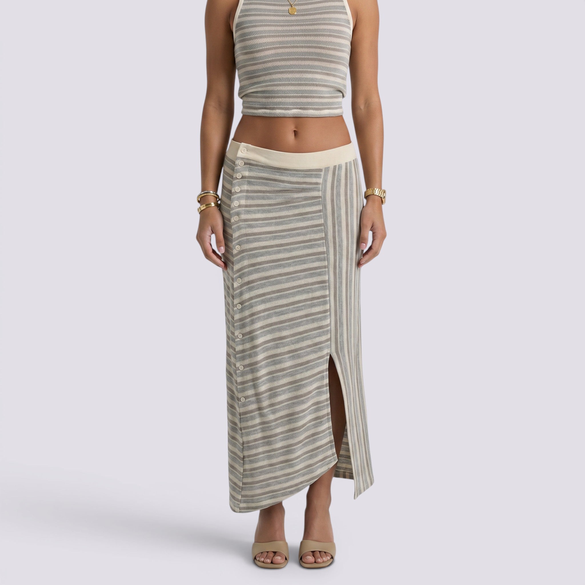 Falda Mujer Rayas Verano Elegante