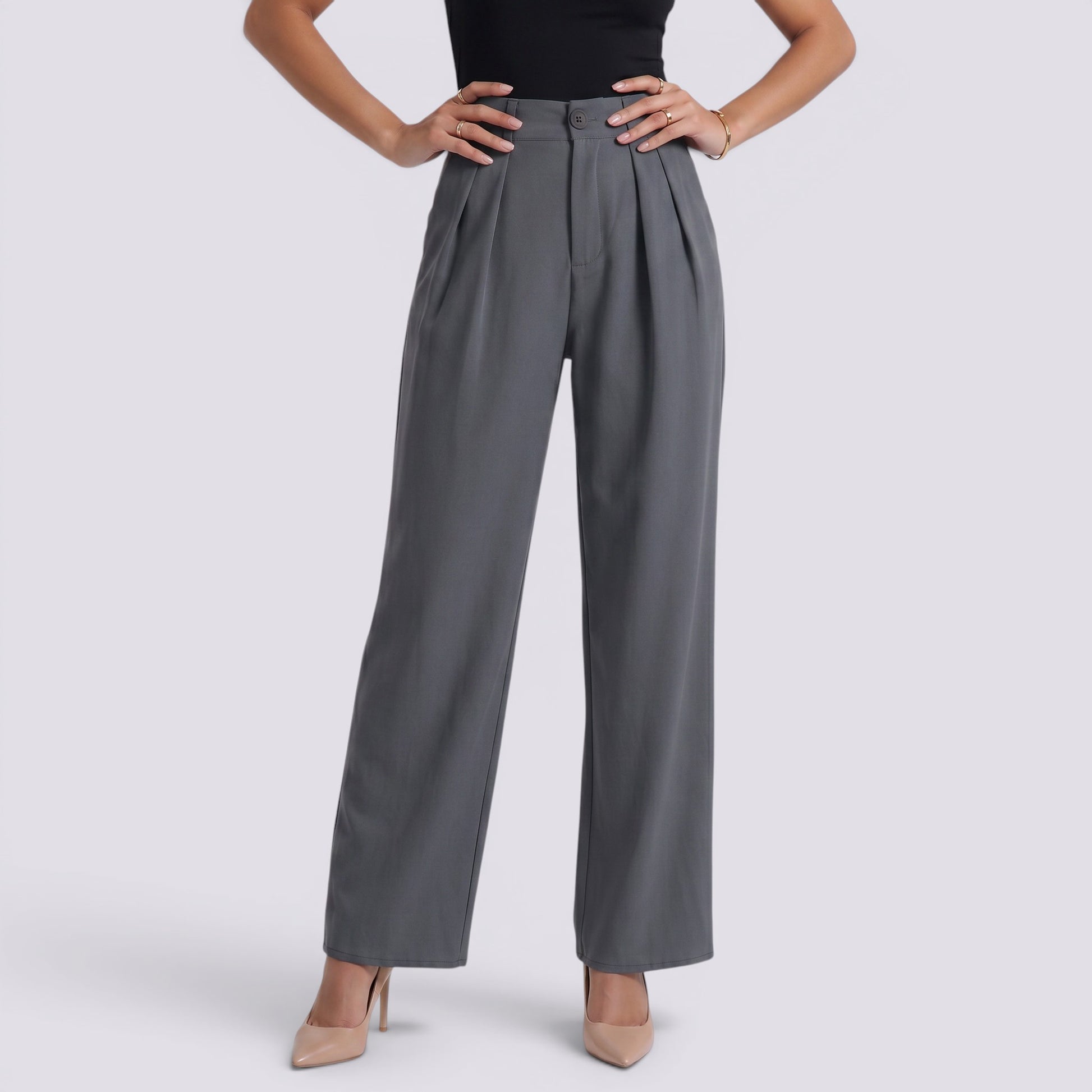 Pantalones Anchos Mujer Tiro Alto Elegantes