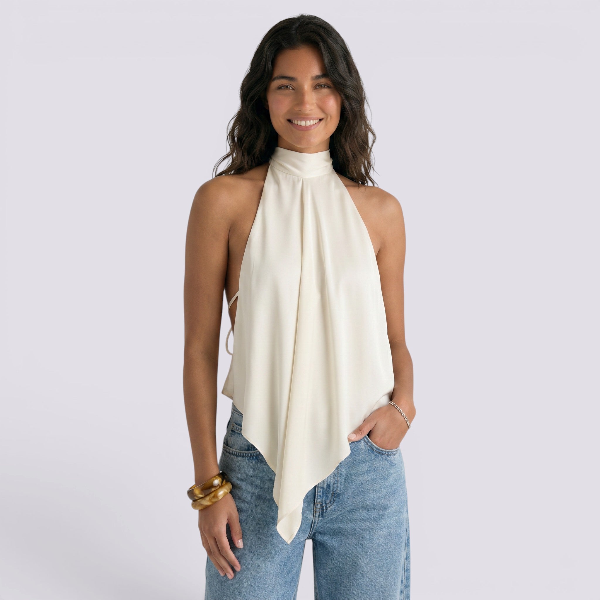 Top Halter Mujer Elegante Espalda Descubierta