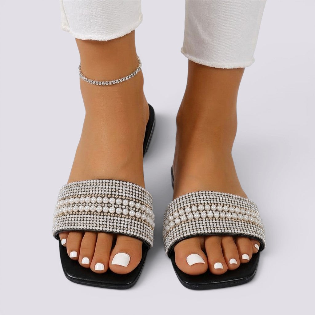 Sandalias Planas Mujer con Strass