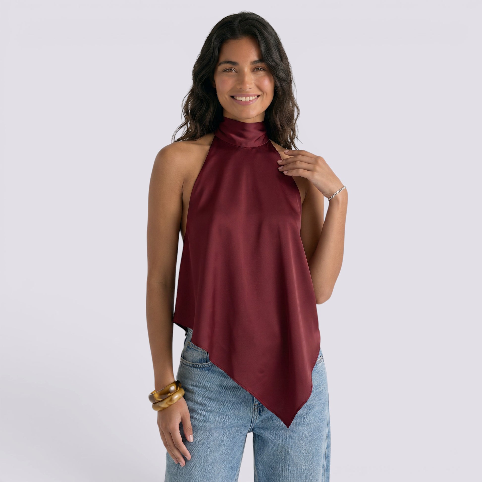 Top Halter Mujer Elegante Espalda Descubierta