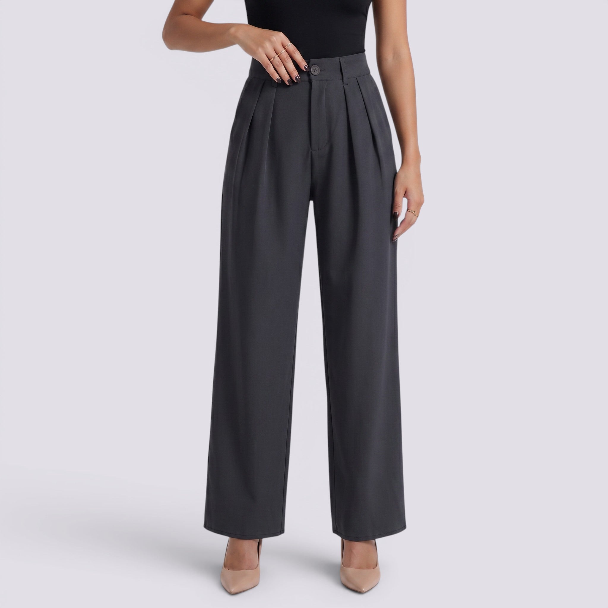 Pantalones Anchos Mujer Tiro Alto Elegantes