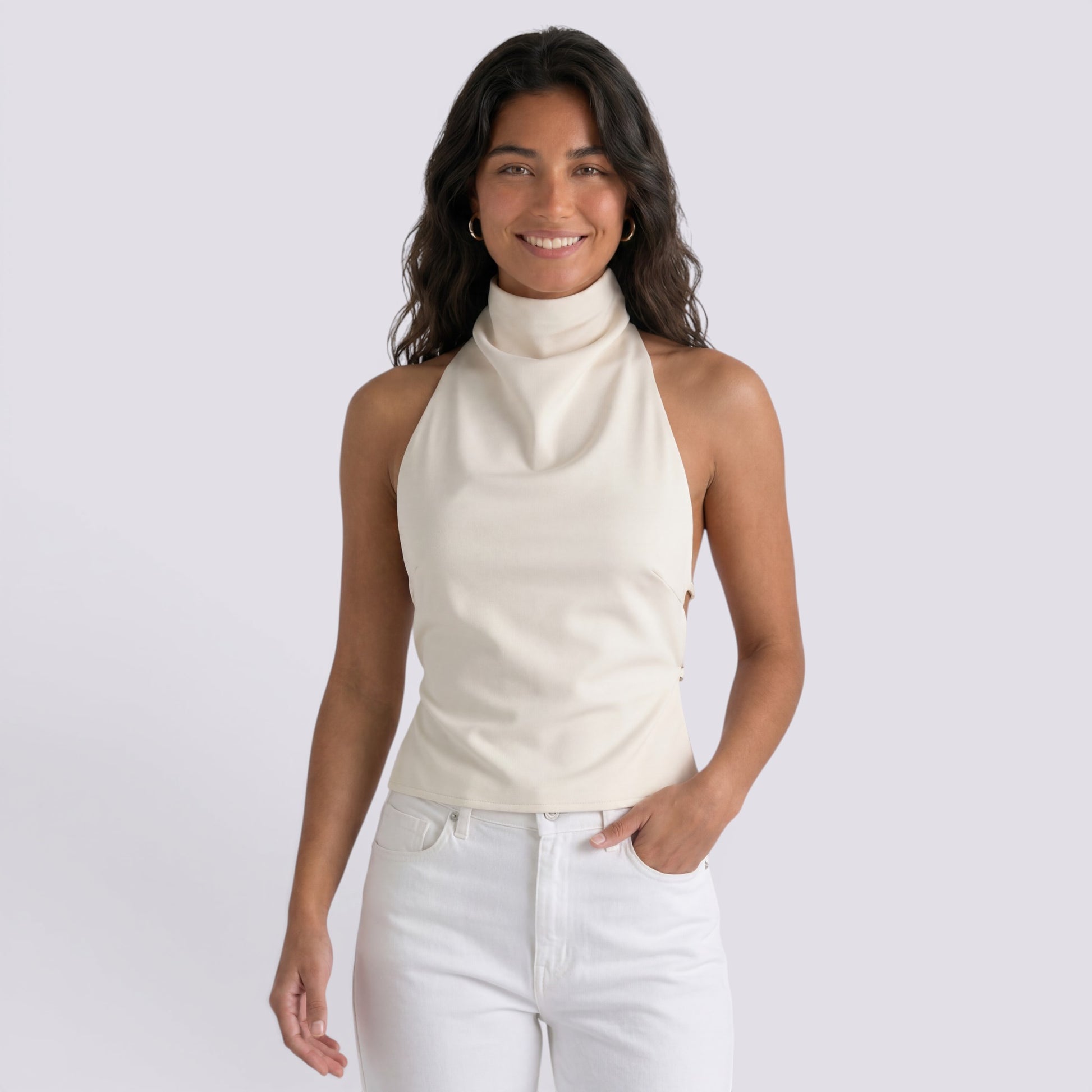 Top Satén Halter Mujer Sofisticado