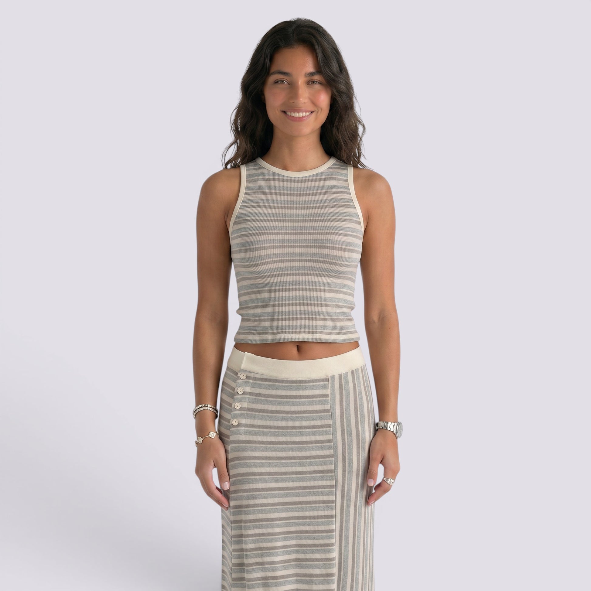 Top Corto Mujer Rayas Verano Elegante