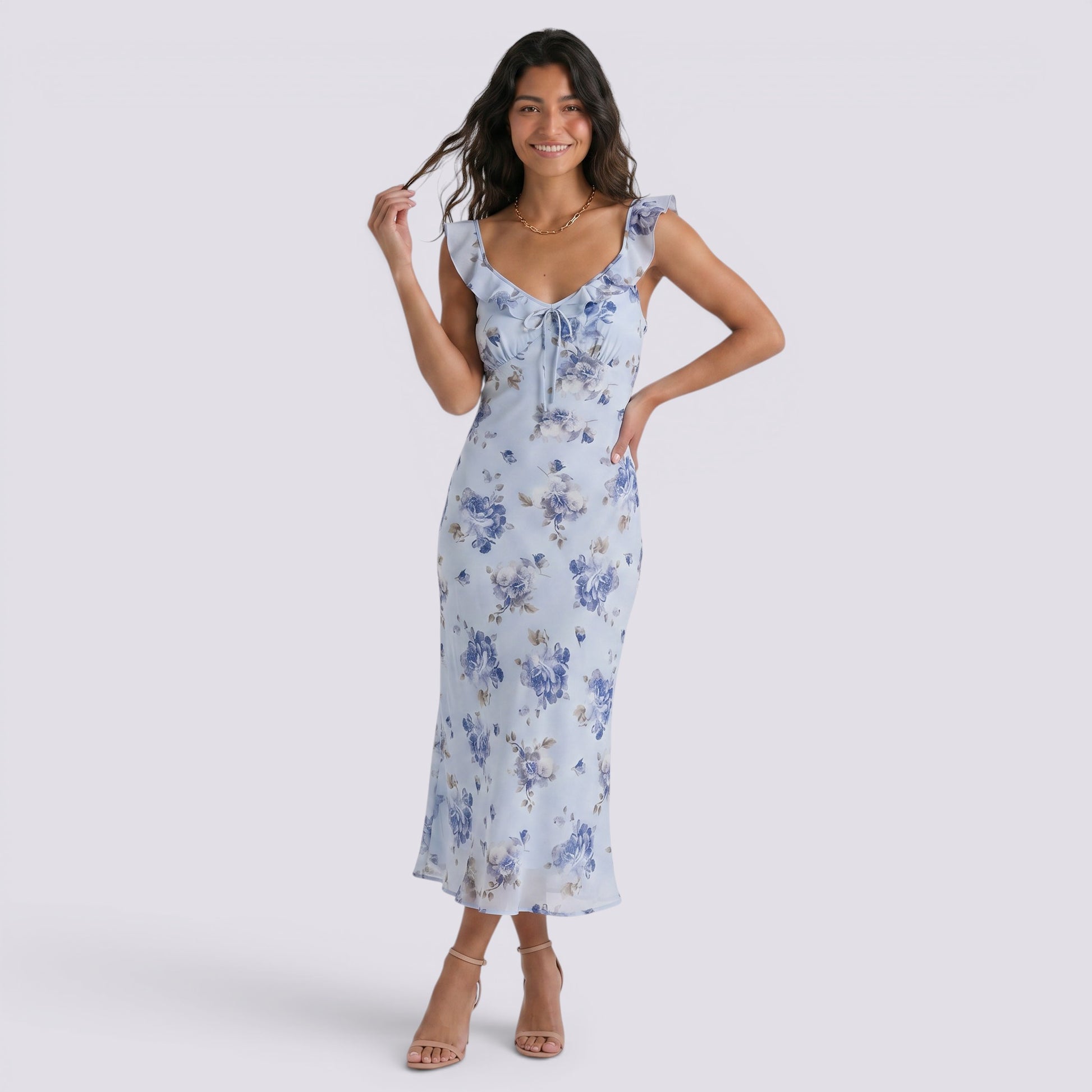 Vestido Largo Floral Mujer Verano Espalda Descubierta