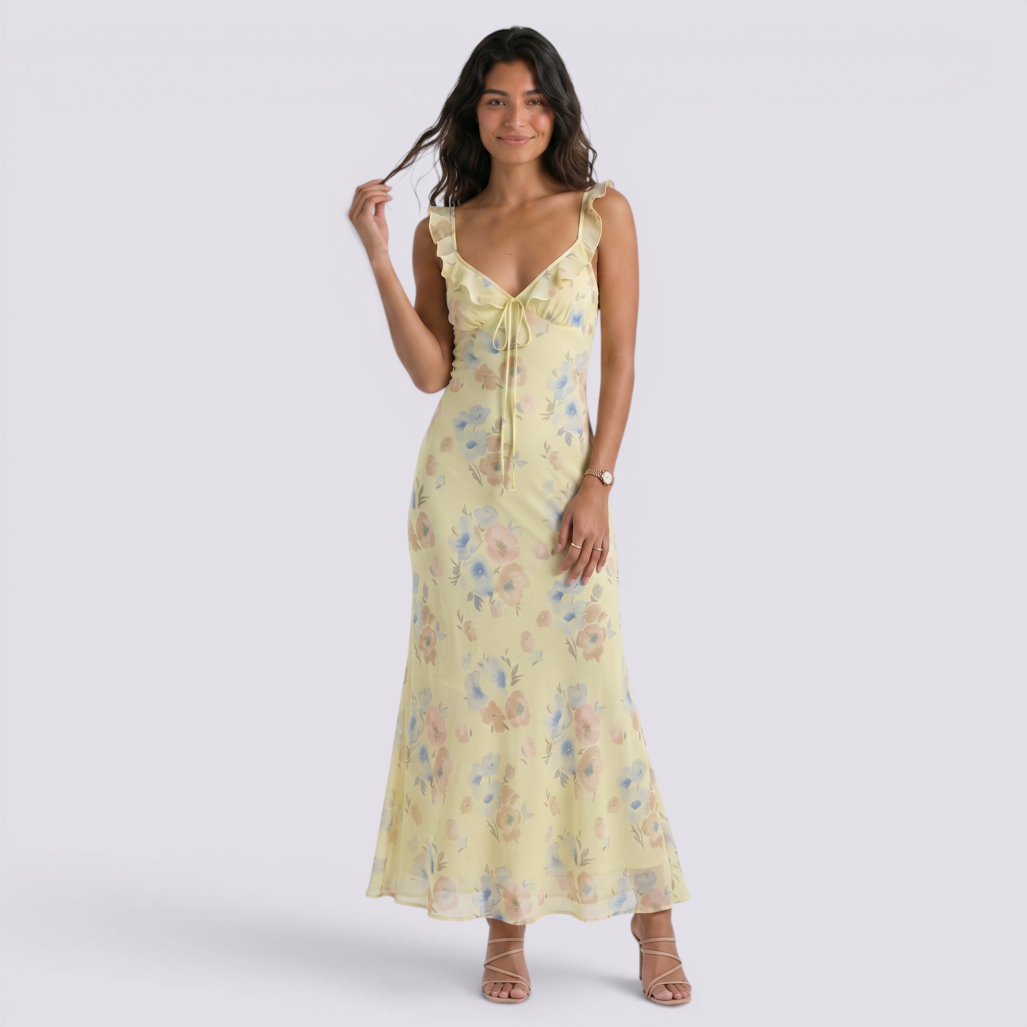 Vestido Largo Floral Mujer Verano Espalda Descubierta