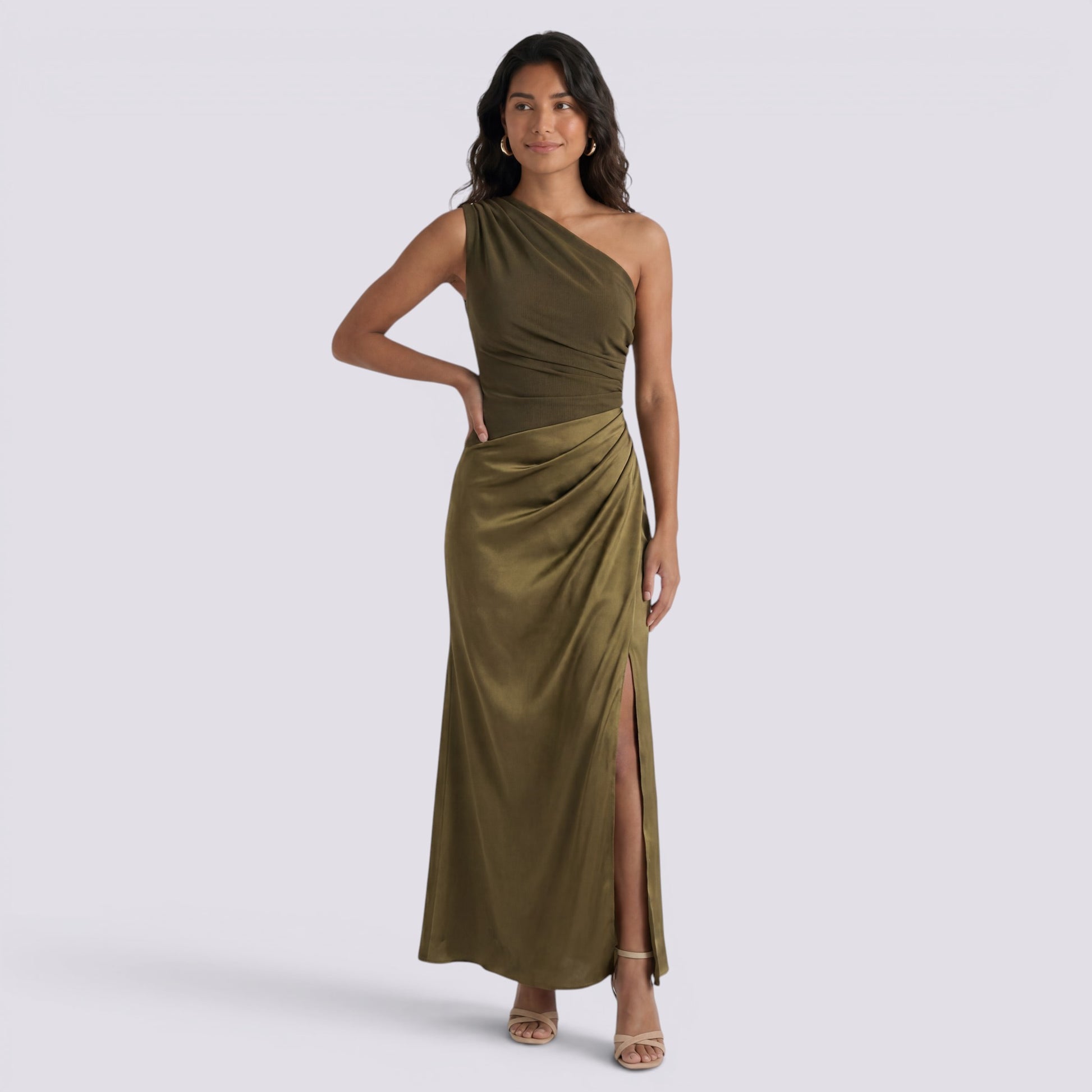 Vestido Largo Satinado Mujer Fiesta