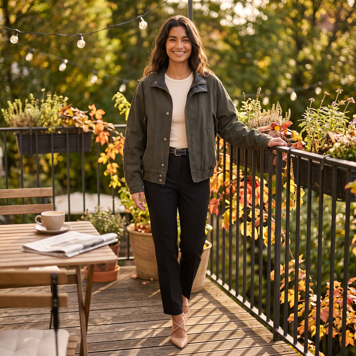 Chaqueta Mujer Bicolor Cuello Efecto Piel - Lifestyle