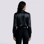 Camisa Satinada Mujer Escote Cruzado Elegante - Negro Back