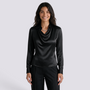 Blusa Mujer Cuello Solapa Manga Larga - Negro Front