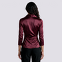 Camisa Satinada Mujer Cuello V Cruzada - Rojo Back
