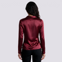 Blusa Mujer Cuello Solapa Manga Larga - Rojo Back