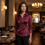 Camisa Satinada Mujer Cuello V Cruzada - Rojo Lifestyle